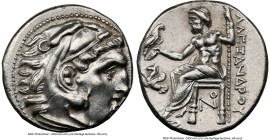 MACEDONIAN KINGDOM. Alexander III the Great (336-323 BC). AR drachm (16mm, 4.26 gm, 10h). NGC Choice AU 4/5 - 3/5, brushed. Posthumous issue, Lampsacu...