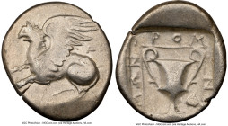 THRACE. Abdera. Ca. 415-385 BC. AR tetrobol (11mm, 2.82 gm, 6h). NGC VF 4/5 - 4/5. Iromnemon, magistrate. Griffin springing left; A behind / IPOM-NH-M...