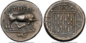 ILLYRIA. Dyrrhachium. Ca. 3rd-1st centuries BC. AR drachm (17mm, 3.19 gm, 12h). NGC XF 4/5 - 3/5, scratch, flan flaw. Cteson, moneyer and Cyrbasus, ma...