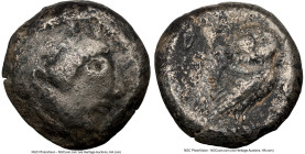 ATTICA. Athens. Ca. 510/500-480 BC. AR tetradrachm (22mm, 16.86 gm, 9h). NGC Choice Fine 4/5 - 2/5, flan flaw. Head of Athena right, wearing crested A...