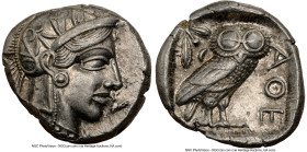 ATTICA. Athens. Ca. 440-404 BC. AR tetradrachm (25mm, 17.19 gm, 10h). NGC AU 5/5 - 4/5. Mid-mass coinage issue. Head of Athena right, wearing earring,...