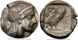 ATTICA. Athens. Ca. 440-404 BC. AR tetradrachm (25mm, 17.15 gm, 11h). NGC AU 4/5 - 4/5, flan flaw. Mid-mass coinage issue. Head of Athena right, weari...