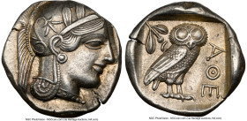 ATTICA. Athens. Ca. 440-404 BC. AR tetradrachm (25mm, 17.18 gm, 10h). NGC Choice XF 5/5 - 5/5. Mid-mass coinage issue. Head of Athena right, wearing e...