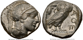 ATTICA. Athens. Ca. 440-404 BC. AR tetradrachm (24mm, 17.17 gm, 7h). NGC Choice XF 4/5 - 4/5. Mid-mass coinage issue. Head of Athena right, wearing ea...