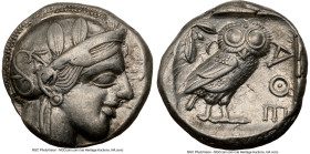 ATTICA. Athens. Ca. 440-404 BC. AR tetradrachm (23mm, 17.17 gm, 1h). NGC XF 5/5 - 4/5. Mid-mass coinage issue. Head of Athena right, wearing earring, ...