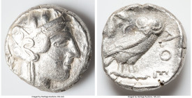 ATTICA. Athens. Ca. 440-404 BC. AR tetradrachm (24mm, 16.70 gm, 8h). Fine. Mid-mass coinage issue. Head of Athena right, wearing earring, necklace, an...