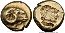 LESBOS. Mytilene. Ca. 521-478 BC. EL sixth-stater or hecte (11mm, 2.53 gm, 9h). NGC Choice VF 4/5 - 4/5. Head of ram right, wearing beaded collar; coc...
