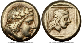 LESBOS. Mytilene. Ca. 412-378 BC. EL sixth-stater or hecte (10mm, 2.50 gm, 8h). NGC Choice VF 5/5 - 4/5. Laureate head of Apollo right, with long hair...