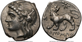 IONIA. Miletus. Ca. 4th-3rd centuries BC. AR drachm (15mm, 3.39 gm, 12h). NGC Choice XF 5/5 - 4/5. Diopompus, magistrate. Laureate head of Apollo left...