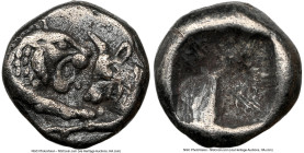 LYDIAN KINGDOM. Croesus (561-546 BC). AR 1/24 state stater (6mm, 0.43 gm). NGC XF 5/5 - 4/5. Croeseid standard, Sardes. Confronted foreparts of lion o...