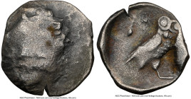 PHILISTIA. Uncertain mint. Ca. mid 5th century-333 BC. AR obol (9mm, 0.44 gm, 1h). NGC VF 3/5 - 3/5. Imitating Athens. Head of Athena right, wearing c...