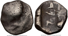 PHILISTIA. Gaza. Ca. 5th-4th centuries BC. AR hemiobol (7mm, 0.47 gm, 7h). NGC VG 2/5 - 3/5. Imitating Athens. Head of Athena right, wearing earring, ...