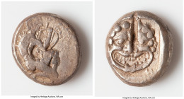 ASIA MINOR. Uncertain Mint. Ca. 400-350 BC. AR drachm (14mm, 3.32 gm, 12h). Fine, test cut. Apollo or Hermes, nude, kneeling right, playing lyre propp...