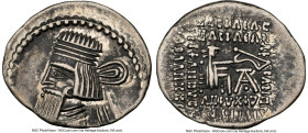 PARTHIAN KINGDOM. Artabanus IV (ca. AD 10-38). AR drachm (22mm, 3.63 gm, 12h). NGC XF 5/5 - 3/5. Ecbatana. Bust of Artabanus IV left with long pointed...
