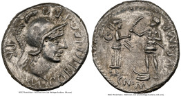 Cnaeus Pompeius Junior (46-45 BC). AR denarius (19mm, 3.94 gm, 5h). NGC AU 5/5 - 3/5, light scratches. Uncertain mint in Spain (Corduba), summer 46 BC...
