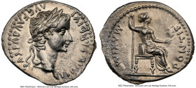 Tiberius (AD 14-37). AR denarius (20mm, 3.71 gm, 11h). NGC AU 5/5 - 2/5. Lugdunum, ca. AD 18-35. TI CAESAR DIVI-AVG F AVGVSTVS, laureate head of Tiber...