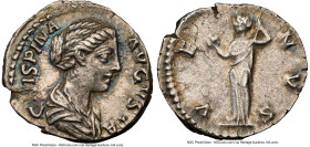 Crispina (AD 177-182/3). AR denarius (18mm, 6h). NGC XF, scratches. Rome, AD 180-182. CRISPINA-AVGVSTA, draped bust of Crispina right, seen from behin...