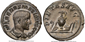 Maximus (AD 235/6-238). AR denarius (20mm, 3.00 gm, 5h). NGC AU 4/5 - 5/5. Rome, ca. late AD 235-early AD 236. IVL VERVS MAXIMVS CAES, bare headed, dr...