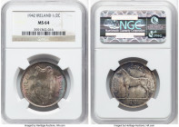 Republic 3-Piece Lot of Certified Assorted Issues 1942, 1) 1/2 Crown 1942 - MS64 NGC, London mint, KM16 2) Florin 1942 - MS67 ANACS, London mint, KM15...