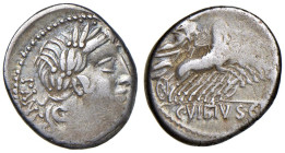 Vibia - C. Vibius C. f. Pansa - Denario (90 a.C.) Testa di Apollo a d. - R/ Pallade su quadriga a d. - B. 2; Cr. 342/5 AG (g 3,93)

BB