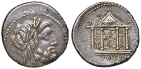 Volteia - M. Volteius M. f. (78 a.C.) Denario - Testa laureata di Giove a d. - R/ Tempio - B. 1; Cr. 385/1 AG (g 3,75)

SPL