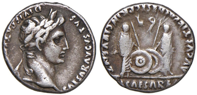 Augusto (27 a.C.-14 d.C.) Denario (Lugdunum) Testa laureata a d. - R/ Caio e Luc...