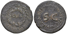 Augusto (27 a.C.-14 d.C.) Sesterzio - Scritta in corona d'alloro - R/ Scritta in corona d'alloro - RIC 341 AE (g 24,33)

BB