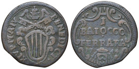 Benedetto XIV (1740-1758) Ferrara - Baiocco 1744 A. IV - Munt. 239 CU (g 10,29) Difetto di tondello. Con cartellino da vecchia raccolta

MB-qBB