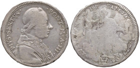 Pio VI (1775-1799) Mezzo scudo 1777 A. III - Munt. 23 AG (g 12,62) Da montatura

MB