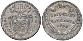 Pio VI (1774-1799) 60 Baiocchi 1795 A. XXI - Nomisma 86 MI (g 22,22) R Colpo al bordo

BB/BB+