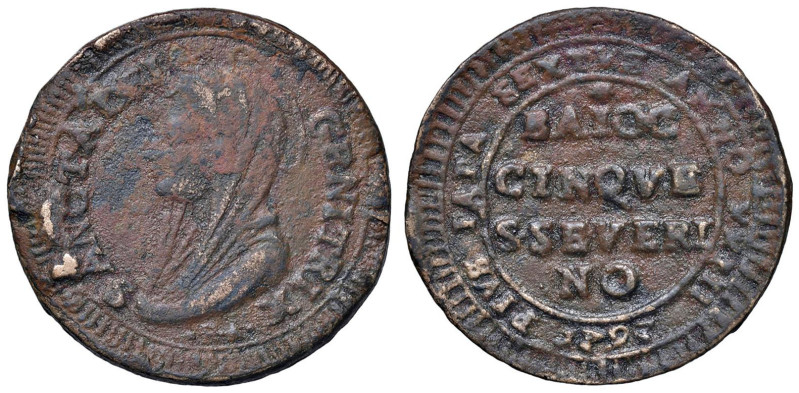 Pio VI (1775-1799) San Severino - Madonnina 1797 - Munt. 404 CU (g 11,37) Forse ...