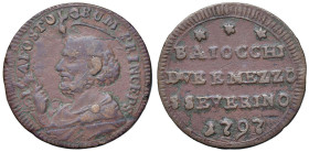 Pio VI (1775-1799) San Severino - Sampietrino 1797 ridotto - Munt. 408 CU (g 9,14) RR

MB+