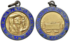 Medaglia premio senza data (XX secolo) Stile liberty - Art-Dec√≤ medaglia Artistica in Oro 18K con anello di contorno con smalti blu - senza firma - A...