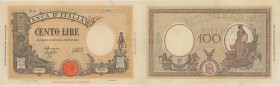 BANCA D‚ÄôITALIA 100 Lire Grande B 10/10/1944 N68 16057 BI 24C Pieghe stirate, rifilata in basso in obliquo

BB+