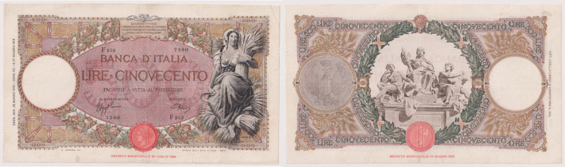 Banca d‚ÄôItalia 500 Lire Mietitrice (Fascio) Roma - 23/03/1942 F252 7380 Rif. G...