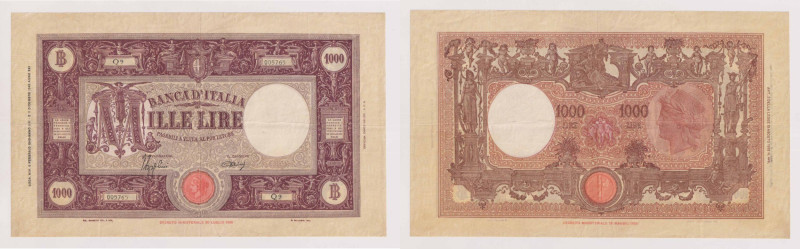 Banca d‚ÄôItalia 1000 Lire Grande "M" (Fascio) II¬∞ tipo del 06/02/1943 Q9 00576...