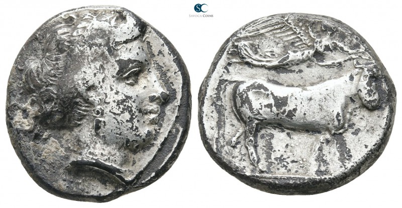Campania. Neapolis circa 400 BC. 
Fourrée Didrachm AR

19mm., 7,16g.



v...