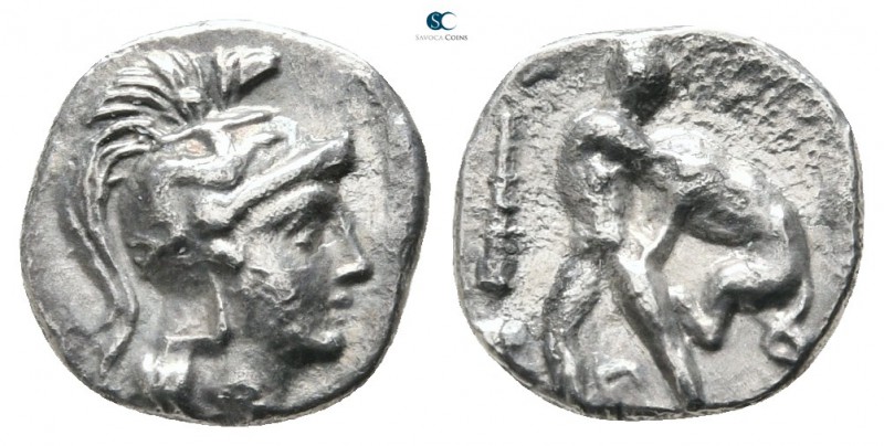 Calabria. Tarentum circa 380-325 BC. 
Diobol AR

10mm., 1,00g.



very fi...