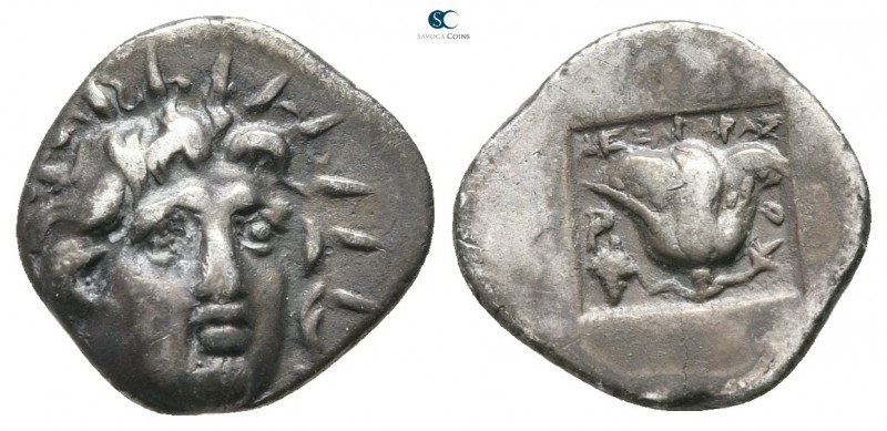 Islands off Caria. Rhodos 170-150 BC. ΔΕΞΑΓΟΡΑΣ- ( Dexagoras-), magistrate
Plin...