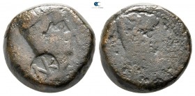 Macedon. Thessalonica. Octavian, with Divus Julius Caesar circa 28-27 BC. Bronze Æ
