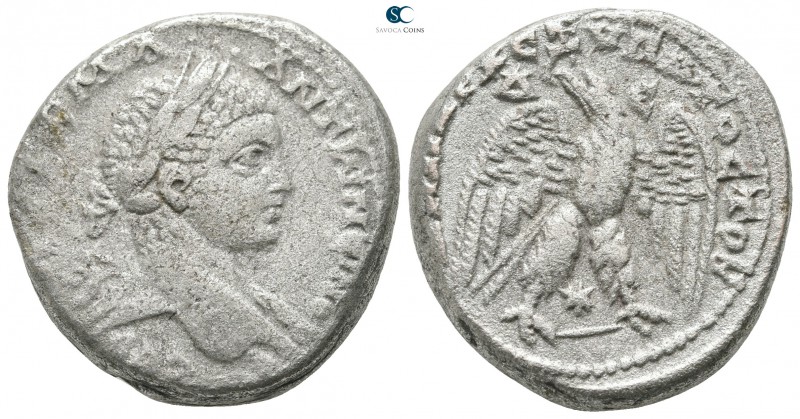 Seleucis and Pieria. Antioch. Elagabalus AD 218-222. 
Tetradrachm AR

26mm., ...