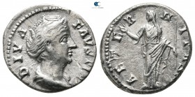 Diva Faustina I AD 140-141. Rome. Denarius AR