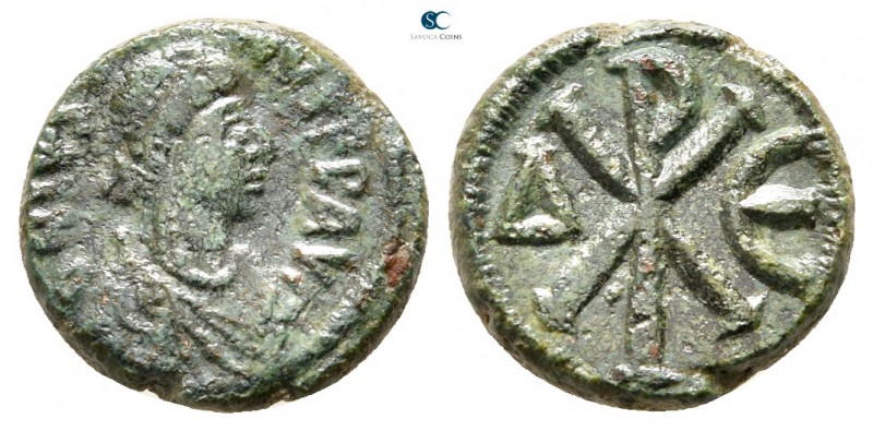 Justin I AD 518-527. Constantinople
Pentanummium Æ

13mm., 2,30g.



very...