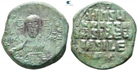 Attributed to Basil II and Constantine VIII AD 976-1028. Constantinople. Follis Æ