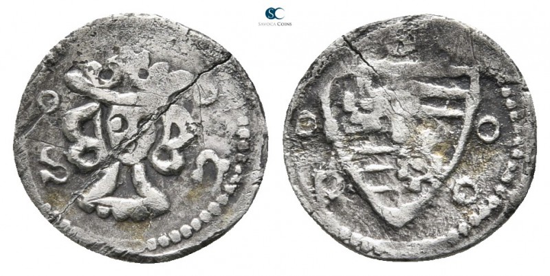 Karoly Robert AD 1308-1342. 
Denar AR

12mm., 0,49g.



nearly very fine