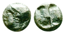 Ionia, Phokaia, AR Diobol,Circa 521-478 BC. Reference: Condition: Very Fine

Weight:1.17 gr. Diameter: 8.2 mm