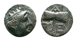 Troas, Tenedos, AE. Late 5th-early 4th century BC. Reference: Condition: Very Fine

Weight:0.56 gr. Diameter: 8.3 mm
