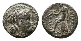 Seleukid Kings of Syria. Antiochos AE Reference: Condition: Very Fine

Weight:2.63 gr. Diameter: 14.2 mm