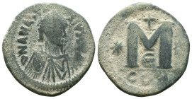 Justinian I the Great (AD 527-565). Æ follis. Reference : "Repatinated" Condition: Very Fine

Weight: 15.8 gr. Diameter: 31.4 mm