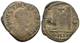 Justinian I the Great (AD 527-565). Æ follis.
Repatinated
Reference: Condition: Very Fine

Weight: 14.7 gr. Diameter: 36.4 mm